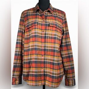 L.L. Bean Signature Plaid 100% Cotton Flannel Shirt, Size Large